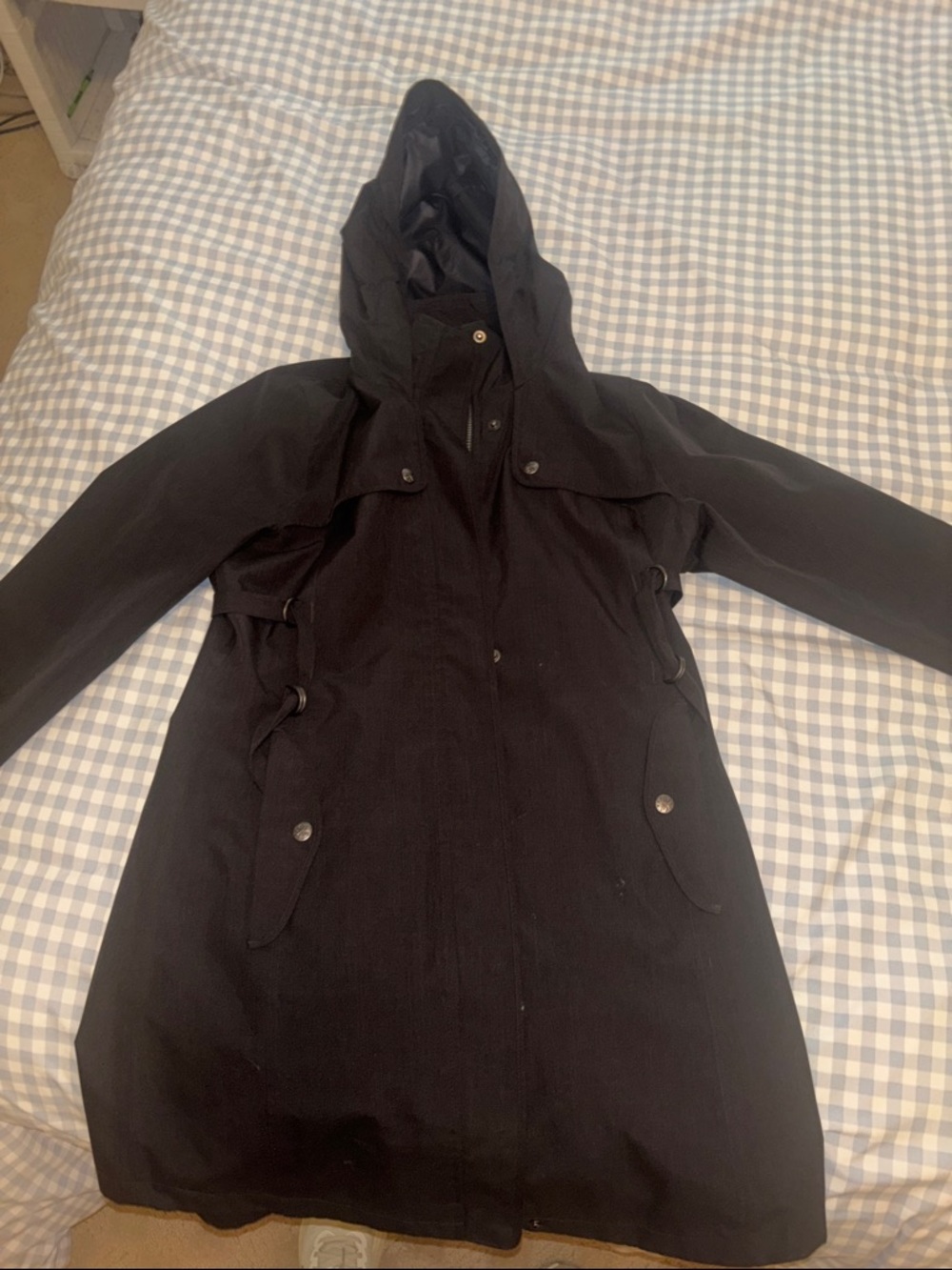 Athleta Black Hooded Women's Coat - Classic Lightweight Parka